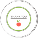 words 'thank you' with an apple
