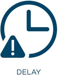 clock with a alarm icon and the word Delay