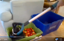 cleaning a bin with a sander