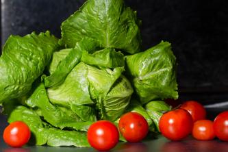 head of lettuce and several tomatoes