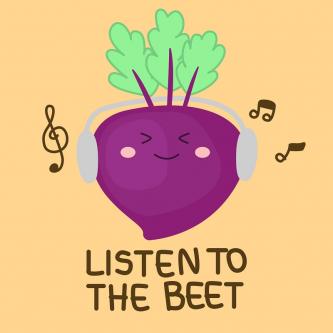 a beet wearing headphones