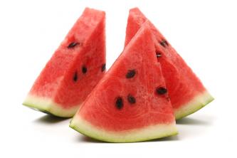 three slices of watermelon