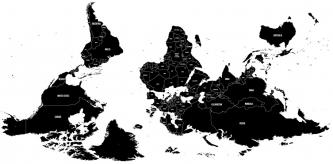 map with the Southern hemisphere on the top
