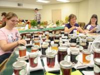 judges at the state fair, surrounded by jelly