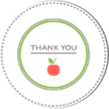 words 'thank you' with an apple
